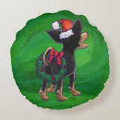 チワホアクリスマスオングリーン ラウンドクッション (裏面)