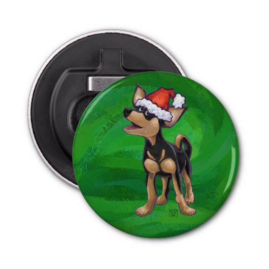 チワホアクリスマスオングリーン 栓抜き (正面)