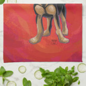 チワホアクリスマスオンレッド キッチンタオル (折り畳み)