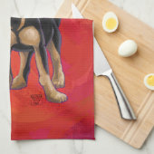 チワホアクリスマスオンレッド キッチンタオル (四つ折り)