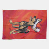 チワホアクリスマスオンレッド キッチンタオル (横)