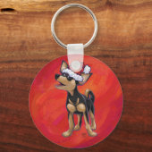 チワホアクリスマスオンレッド キーホルダー (正面)