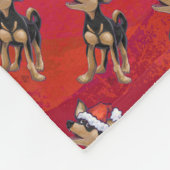 チワホアクリスマスオンレッド フリースブランケット (角)