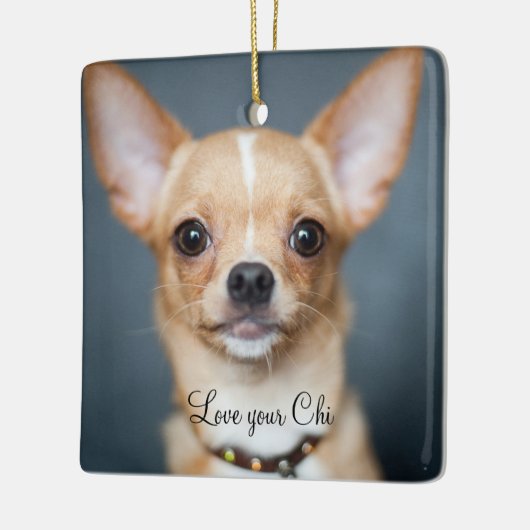 チワホアクリスマスオーナメントスクエアフォト セラミックオーナメント (左)