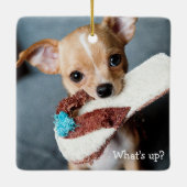 チワホアクリスマスオーナメントススクエアパーソナライズされた セラミックオーナメント (裏面)