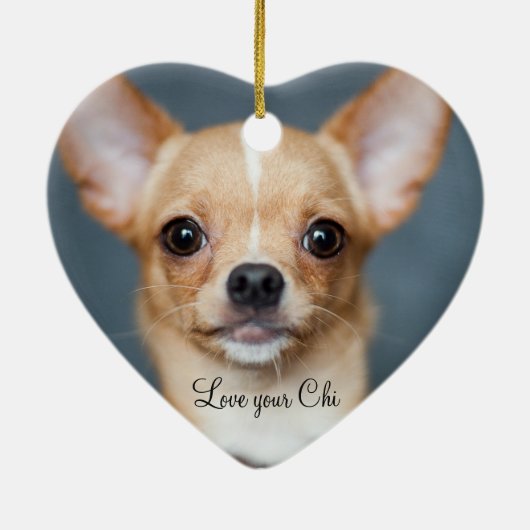 チワホアクリスマスオーナメントハート追加フォト セラミックオーナメント (裏面)
