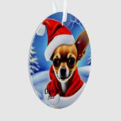 チワホアクリスマスサンタドッグオーナメント オーナメント (正面)