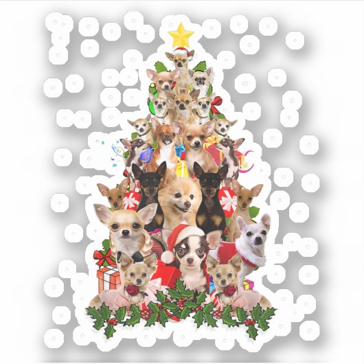 チワホアクリスマスツリークリスマスFor Chihuahua Dogs L シール (正面)