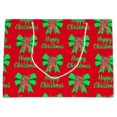 チワホアクリスマスドッグ&グリーンボウラージ抱き枕 ラージペーパーバッグ (正面)