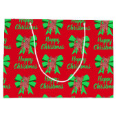 チワホアクリスマスドッグ&グリーンボウラージ抱き枕 ラージペーパーバッグ (裏面)