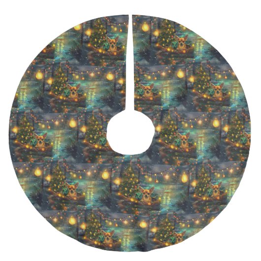 チワホアクリスマスフェスティバル航海 ブラッシュドポリエステルツリースカート (正面)