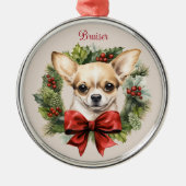 チワホアクリスマスペット記念犬種 メタルオーナメント (正面)