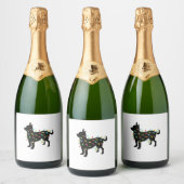 チワホアクリスマスライトクリスマスギフト犬好き スパークリングワインラベル (ボトル)