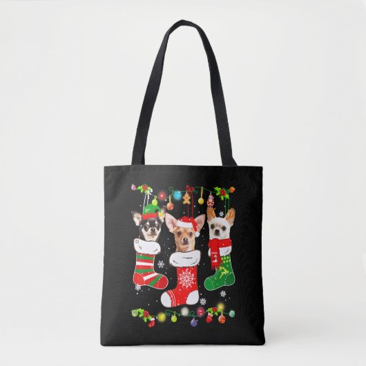 チワホアクリスマスライト トートバッグ (正面)