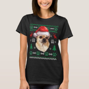 チワホアサンタハットクリスマス醜いセーターパジャマ Tシャツ