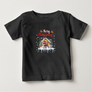 チワホアサンタハットメリークリスマスドッグ ベビーTシャツ