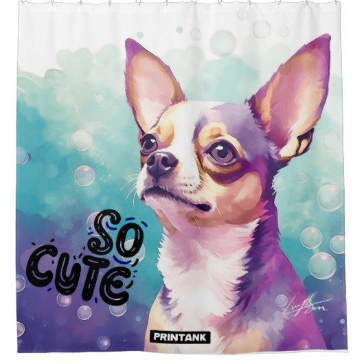 チワホアシャワーカーテンかわいい犬のギフト子供 シャワーカーテン (正面)