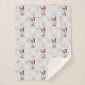 チワホアチドッグインサンタハットグレー シェルパブランケット (正面)