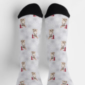チワホアチドッグインサンタハットグレー ソックス (上部)