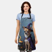 チワホアドッグお洒落ハロウィン絵を描ズ エプロン (着用した状態)