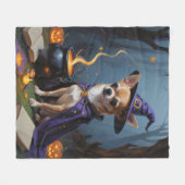 チワホアドッグお洒落ハロウィン絵を描ズ フリースブランケット (正面(横))
