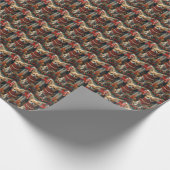 チワホアドッグとクリスマスプレゼント暖炉 ラッピングペーパー (角)