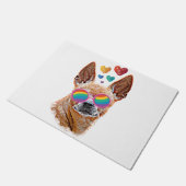 チワホアドッグとハートバレンタインデー投げパイ ドアマット (アングル)