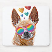 チワホアドッグとハートバレンタインデー投げパイ マウスパッド (正面)