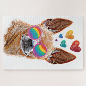 チワホアドッグとハートバレンタインデー ジグソーパズル (横)