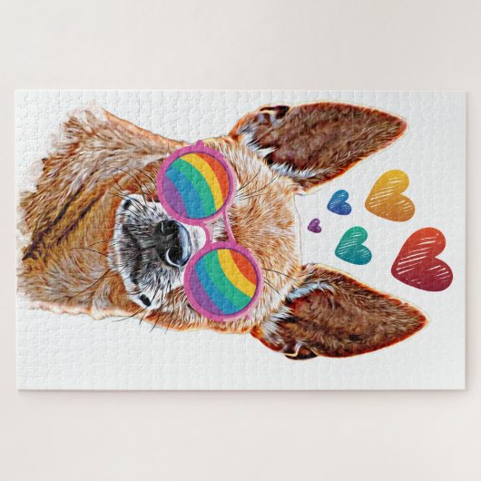 チワホアドッグとハートバレンタインデー ジグソーパズル (横)