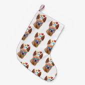 チワホアドッグとハートバレンタインデー スモールクリスマスストッキング (正面 (吊り時))