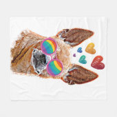 チワホアドッグとハートバレンタインデー フリースブランケット (正面(横))