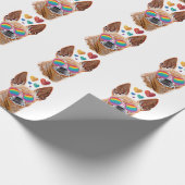 チワホアドッグとハートバレンタインデー ラッピングペーパー (角)