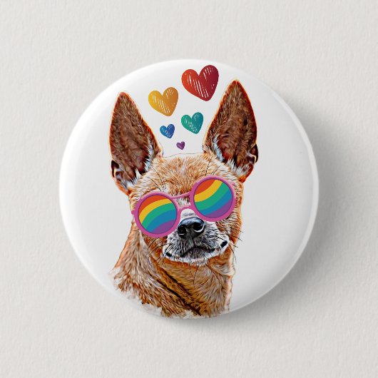 チワホアドッグとハートバレンタインデー 缶バッジ (正面)