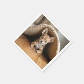 チワホアドッグの下にラグ スタンダードカクテルナプキン (角)