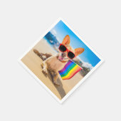 チワホアドッグアットザビーチ スタンダードカクテルナプキン (角)