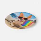 チワホアドッグアットザビーチ ペーパープレート (アングル)
