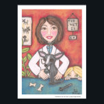 チワホアドッグアットザベテリアンリクリニック ポスター<br><div class="desc">心配な小さな女の子が彼女の大切、子犬の腕時計は、獣医の検査を受ける。この犬の芸術、プリントは、オリジナルは、Jamie Wogan Edwardsによるデザインである。</div>