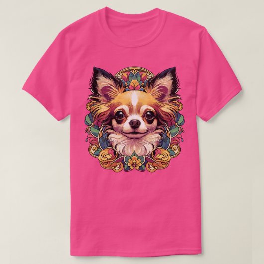 チワホアドッグアールヌーボー愛犬家デザイン Tシャツ (デザイン正面)