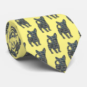 チワホアドッグイエロー&ブルーグリッドズイエローネック ネクタイ (ロール)