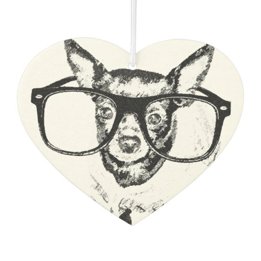 チワホアドッグイラストレーションスケッチ カーエアーフレッシュナー (正面)