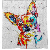 チワホアドッグウォーターポートレート カラフル シャワーカーテン (正面)