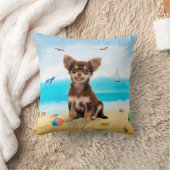 チワホアドッグオンビーチ クッション (ブランケット)