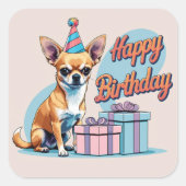 チワホアドッグカラフル スクエアシール (正面)