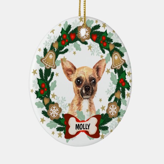 チワホアドッグクリスマスキュートドッグクッキーリース セラミックオーナメント (右)