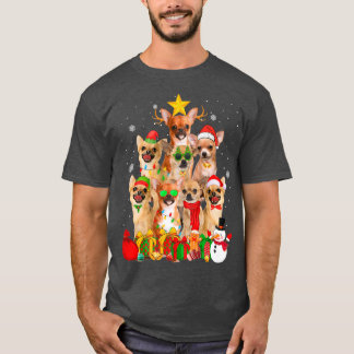 チワホアドッグクリスマスツリーライトおもしろいクリスマスパージ Tシャツ