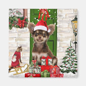 チワホアドッグクリスマス マグネット (正面)