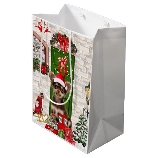 チワホアドッグクリスマス ミディアムペーパーバッグ (裏面アングル)