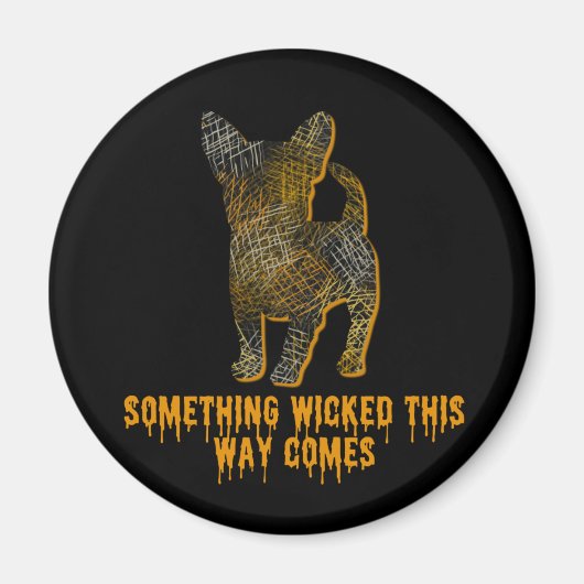 チワホアドッグシルエットおもしろいハロウィンマグネット マグネット (正面)