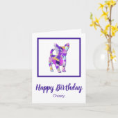 チワホアドッグシルエットキュートPPY&B誕生日 カード (黄色い花)